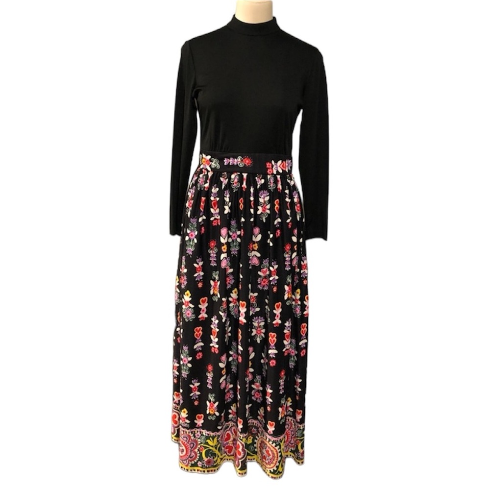 Vintage long sleeve floral heart maxi dress size small